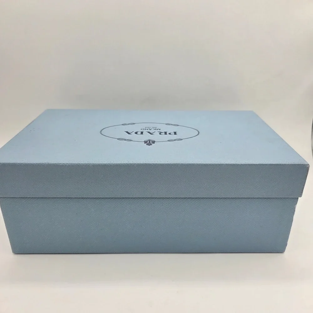 Prada Blue Shoe Box with Tissue Paper and 2 Black Dust Bags Set for Pumps EMPTY